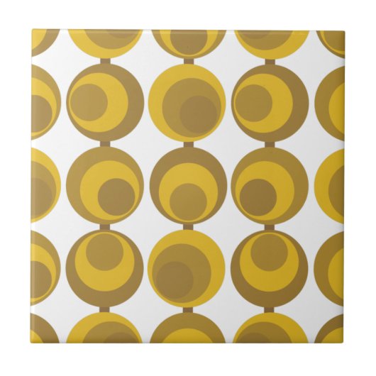 Mid-Century Modern Mustard Gold Retro Geo Pattern Tegeltje (Voorkant)