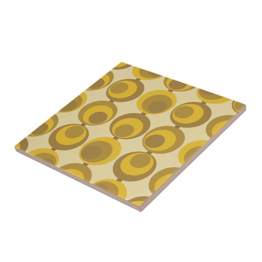 Mid-Century Modern Mustard Gold Retro Geo Pattern Tegeltje (Zijkant)