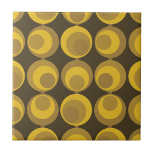 Mid-Century Modern Mustard Gold Retro Geo Pattern Tegeltje