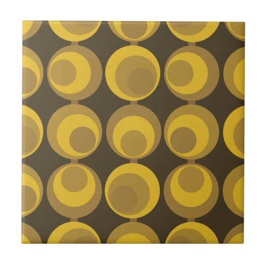 Mid-Century Modern Mustard Gold Retro Geo Pattern Tegeltje (Voorkant)
