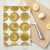 Mid-Century Modern Mustard Gold Retro Geo Pattern Theedoek (Quarter Fold)