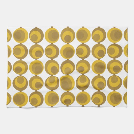 Mid-Century Modern Mustard Gold Retro Geo Pattern Theedoek (Horizontaal)