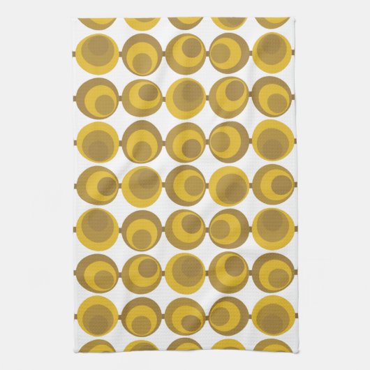 Mid-Century Modern Mustard Gold Retro Geo Pattern Theedoek (Verticaal)