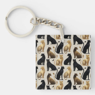Mid-Century Modern Naadloos Luipaardpatroon Sleutelhanger