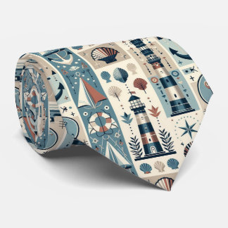 Mid Century Modern Nautical Themed Neck Tie Stropdas