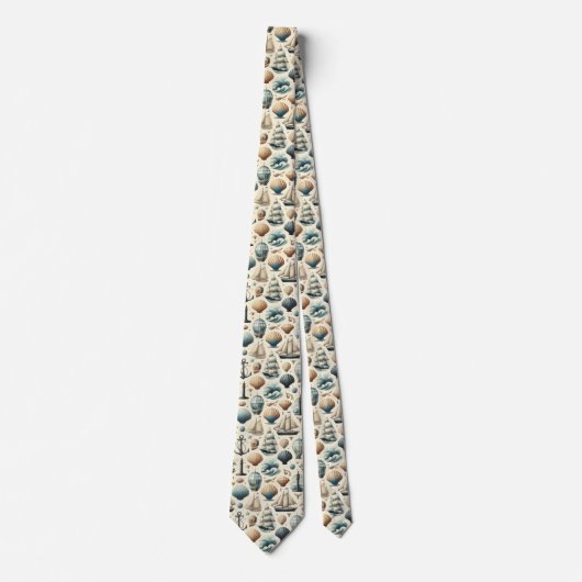 Mid Century Modern Nautical Themed Neck Tie Stropdas (Voorkant)