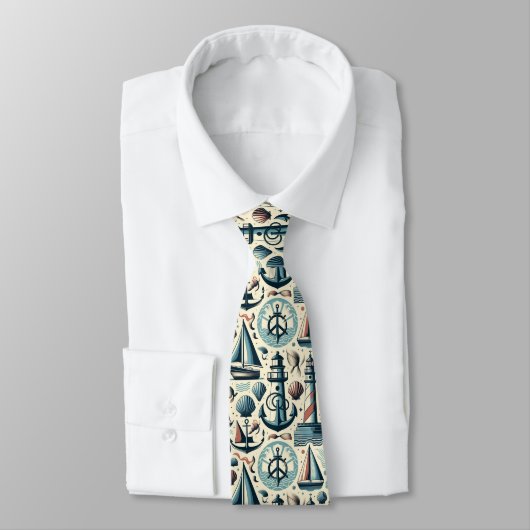 Mid Century Modern Nautical Themed Neck Tie Stropdas (Gebonden)