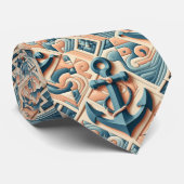 Mid Century Modern Nautical Themed Neck Tie Stropdas (Opgerold)