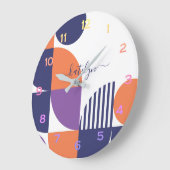 Mid Century Modern Navy-blue Blush Sinaasappel Pat Grote Klok (Hoek)