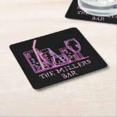 Mid Century Modern Neon Cocktail Bar Naam Kartonnen Onderzetters (Schuin)