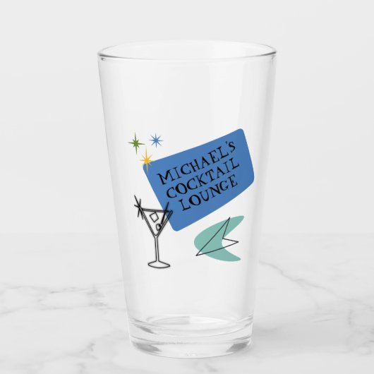 Mid Century Modern Neon Cocktail Lounge Naam Glas (Voorkant)