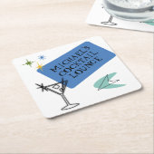 Mid Century Modern Neon Cocktail Lounge Naam Kartonnen Onderzetters (Schuin)