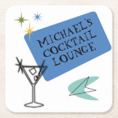 Mid Century Modern Neon Cocktail Lounge Naam Kartonnen Onderzetters (Voorkant)