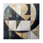 Mid-Century Modern Neutral Gold Circle Geometric Tegeltje (Voorkant)