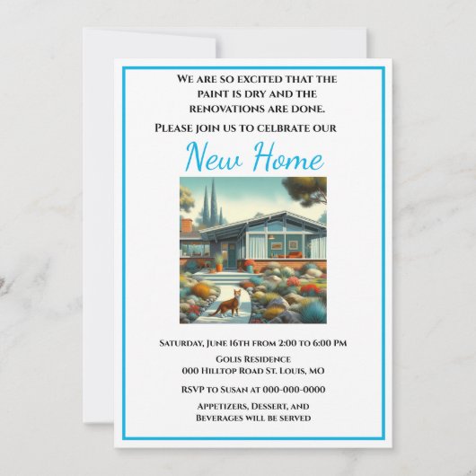 Mid Century Modern New Home Housewarming Kaart (Voorkant)