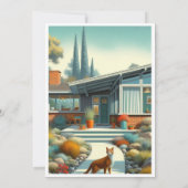 Mid Century Modern Nieuw Huis Housewarming Kaart (Achterkant)