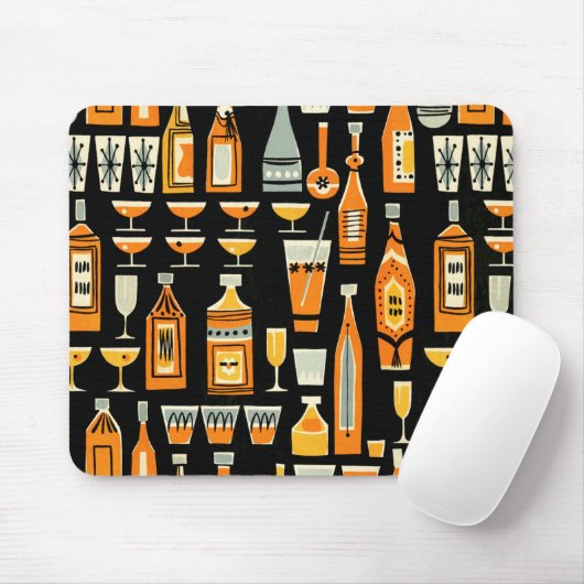 Mid-Century modern Night Life Pattern Muismat (Met muis)
