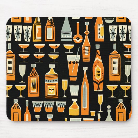 Mid-Century modern Night Life Pattern Muismat (Voorkant)