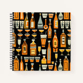 Mid-Century modern Night Life Pattern Notitieboek (Voorkant)