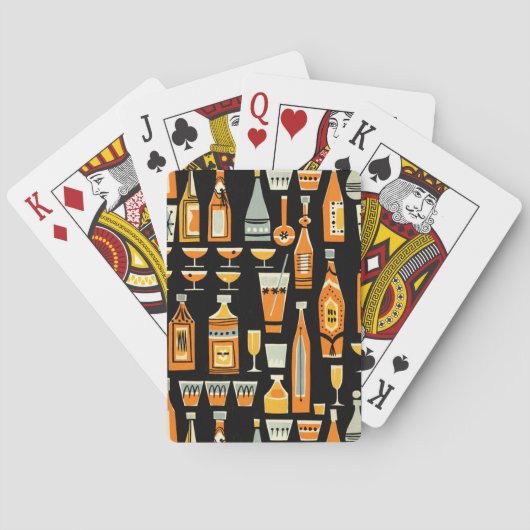 Mid-Century modern Night Life Pattern Pokerkaarten (Achterkant)