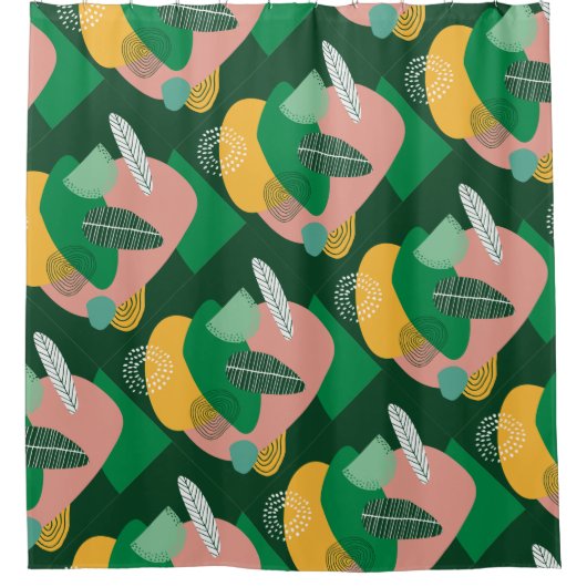 Mid Century Modern No 1 Groen Douchegordijn (Voorkant)