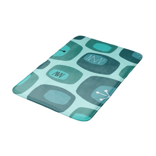 Mid Century Modern Oblangen Turquoise Badmat (Gekanteld)