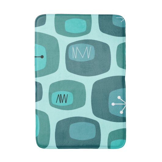 Mid Century Modern Oblangen Turquoise Badmat (Voorkant Verticaal)