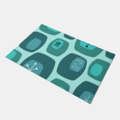 Mid Century Modern Oblangen Turquoise Deurmat (Schuin)