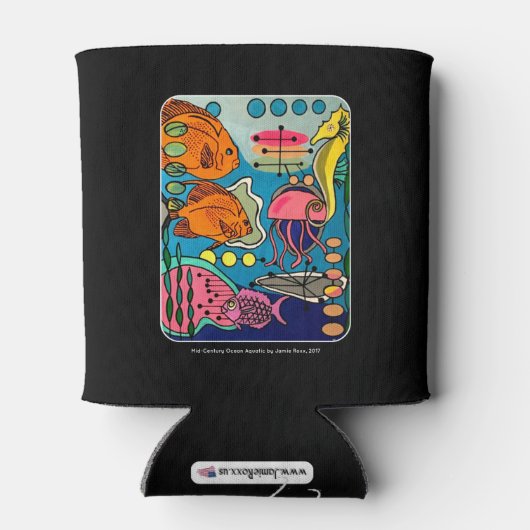 'Mid-Century Modern Ocean Aquatic' schilderij op e Blikjeskoeler (Achterkant)