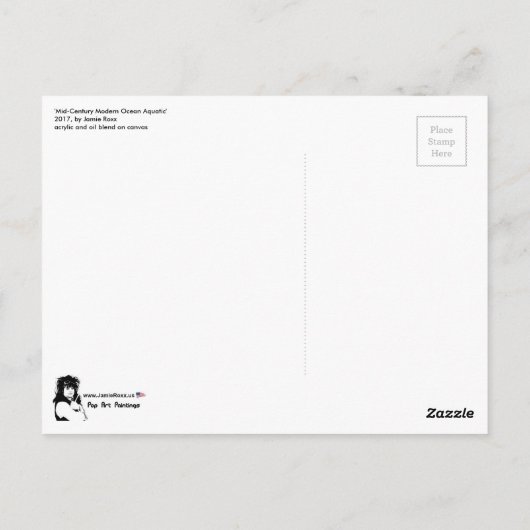 'Mid-Century Modern Ocean Aquatic' schilderij op e Briefkaart (Achterkant)