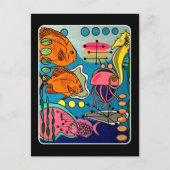 'Mid-Century Modern Ocean Aquatic' schilderij op e Briefkaart (Voorkant)