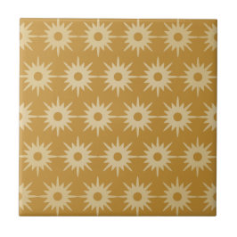 Mid-Century Modern Ochre Gold Starburst Pattern Tegeltje