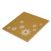 Mid-Century Modern Ochre Gold Starbursts Tegeltje (Zijkant)