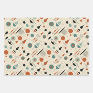 Mid Century modern ontworpen wikkelpapier set Inpakpapier Vel