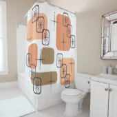 Mid Century Modern Orange Brown Douchegordijn (In situ)