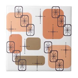 Mid Century Modern Orange Brown Tegeltje
