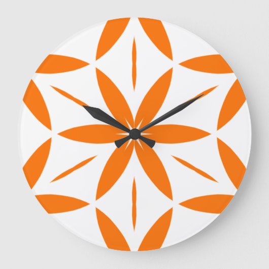 Mid-Century Modern Orange Geometric Floral Grote Klok (Voorkant)