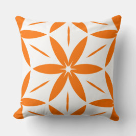 Mid-Century Modern Orange Geometric Floral Kussen