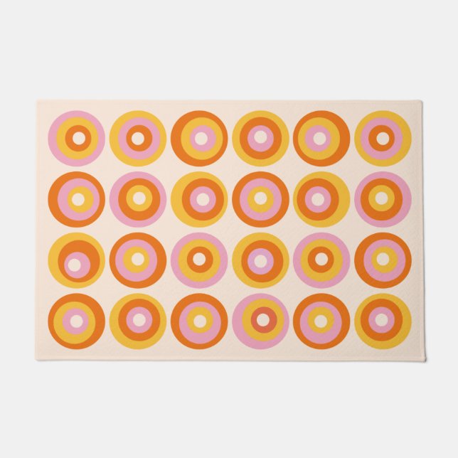 Mid Century Modern Oranje Circles Patroon Deurmat (Voorkant)