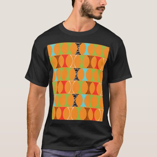 Mid Century Modern Oranje Patroon T-Shirt (Voorkant)