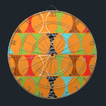 Mid Century Modern Oranje Pattern Board Dartbord<br><div class="desc">Knock, klop. Wie is daar? Mid Century Modern Oranje Pattern Dart Board! Met een ontwerp van deze retro heb je geen punch line nodig. Dit perfect vormig patroon heeft een levendige oranje achtergrond en rijen met een aangenaam kitschy vorm in groen, rood, turquoise, zwart-wit en houthraan. De vorm heeft waarschijnlijk...</div>