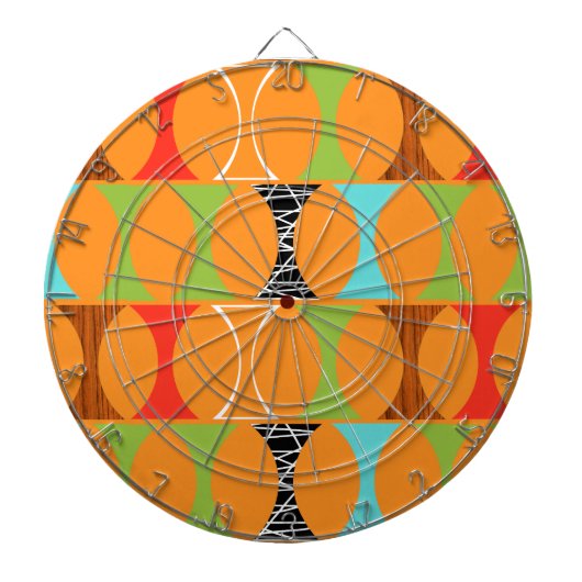 Mid Century Modern Oranje Pattern Board Dartbord (Voorkant)
