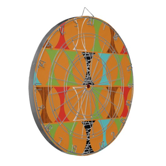 Mid Century Modern Oranje Pattern Board Dartbord (Voorkant Links)