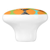 Mid Century Modern Oranje Pattern Ceramic Knob. Keramische Knop (Zijkant)