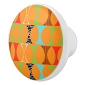 Mid Century Modern Oranje Pattern Ceramic Knob. Keramische Knop (Rechts)