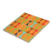 Mid Century Modern Oranje Pattern Ceramic Tile Tegeltje (Zijkant)