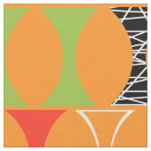 Mid Century Modern Oranje Pattern Cotton Fabric Stof (Close Up)