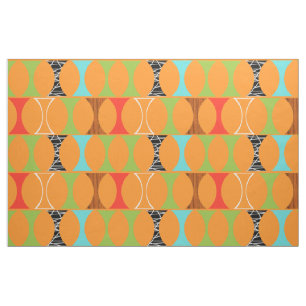 Mid Century Modern Oranje Pattern Cotton Fabric Stof