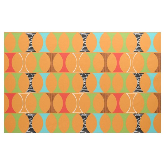 Mid Century Modern Oranje Pattern Cotton Fabric Stof (Fat Quarter)