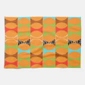 Mid Century Modern Oranje Pattern Kitchen Towel Theedoek (Horizontaal)